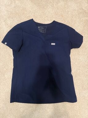Figs Navy V-Neck Medical Scrub Top